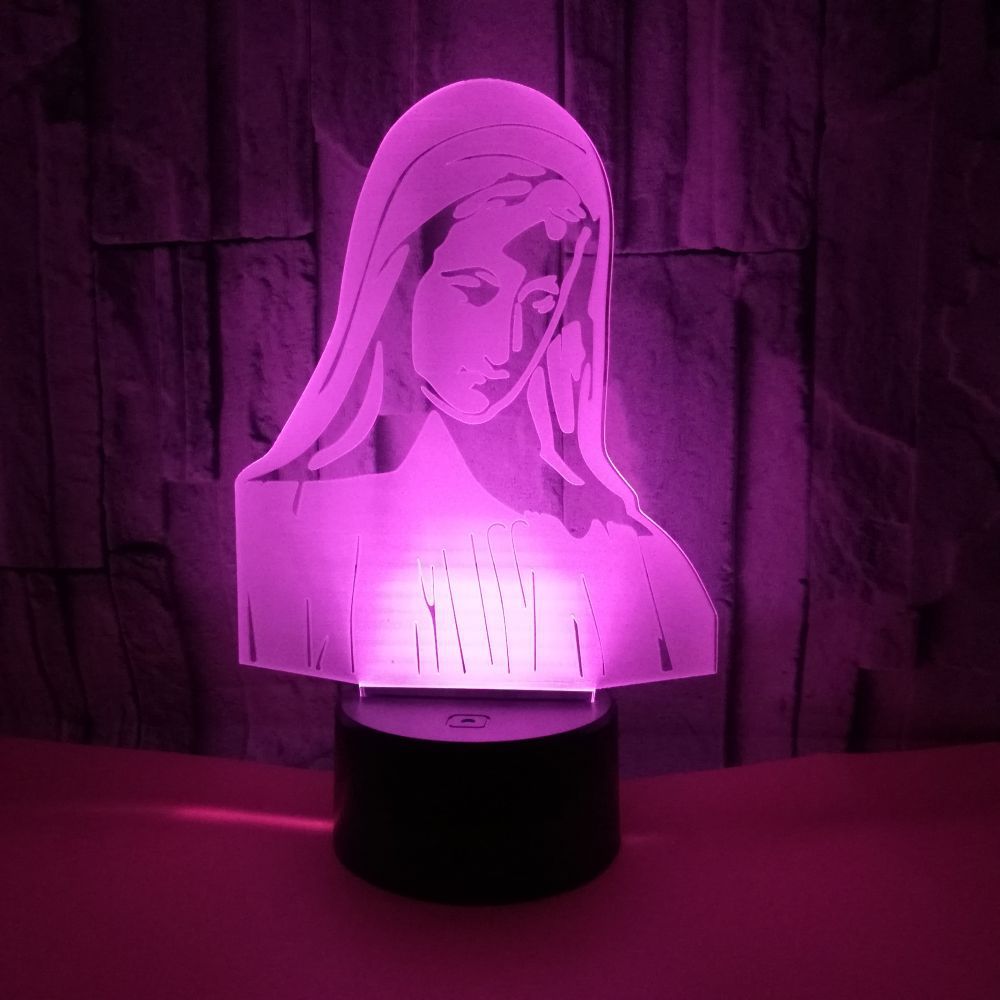 Colorful 3D Night Light - Jesus and Virgin Mary