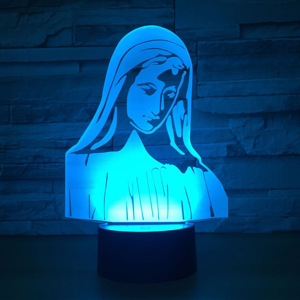 Colorful 3D Night Light - Jesus and Virgin Mary