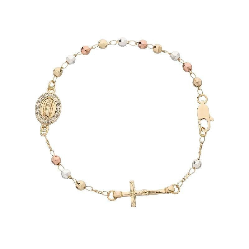 Brățară Sfântă Cu Iisus Hristos și Fecioara Maria - Simbol al Credinței Eterne, Placată cu Aur 18k (Unisex)