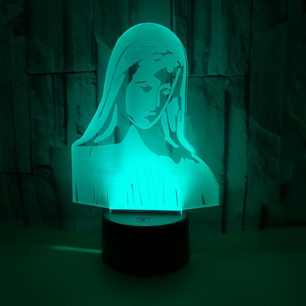 Colorful 3D Night Light - Jesus and Virgin Mary