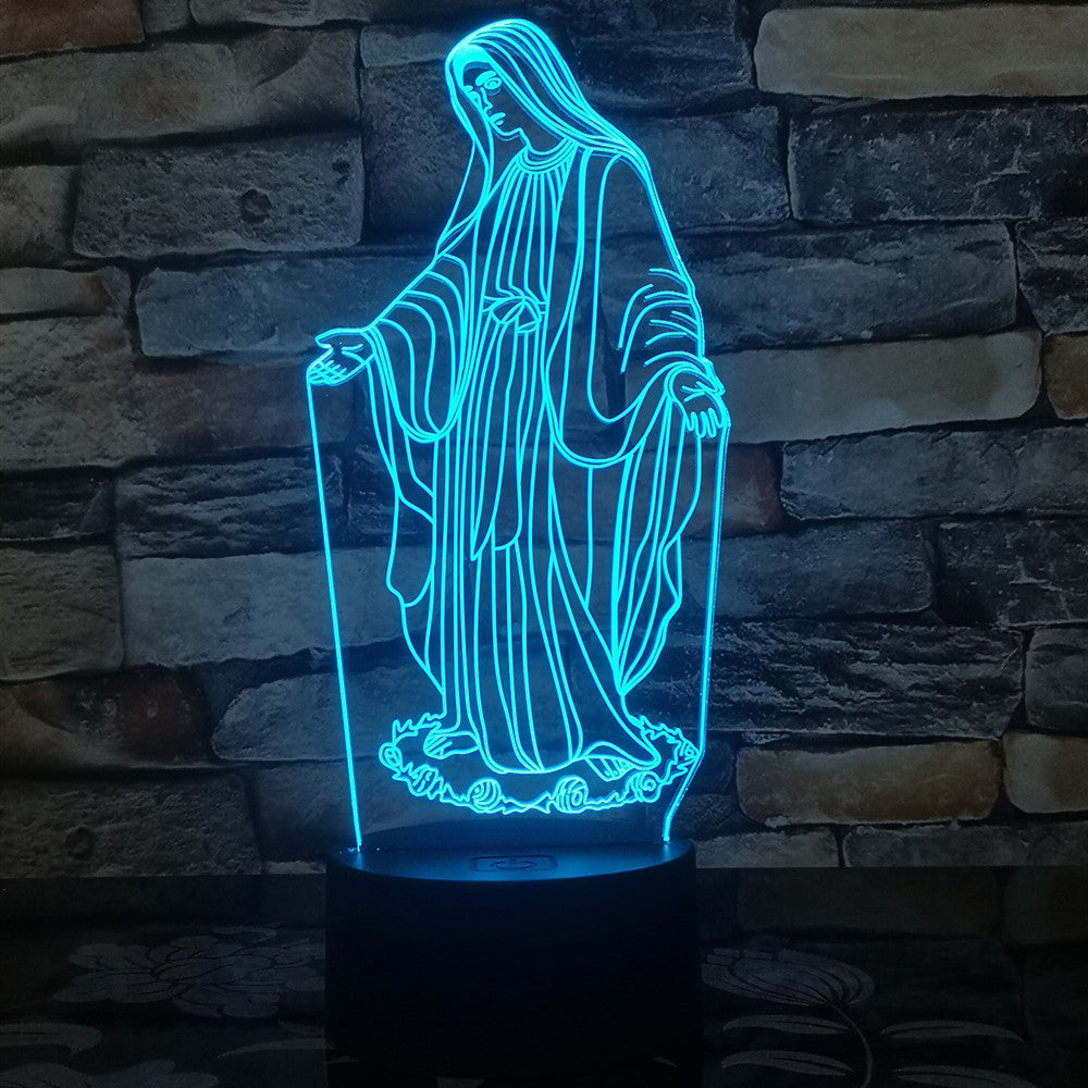 Colorful 3D Night Light - Jesus and Virgin Mary